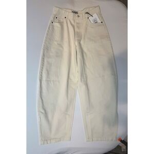 Kahlana Barfield Brown x Target Cream Barrel Leg Jeans High Rise Off White Sz 2